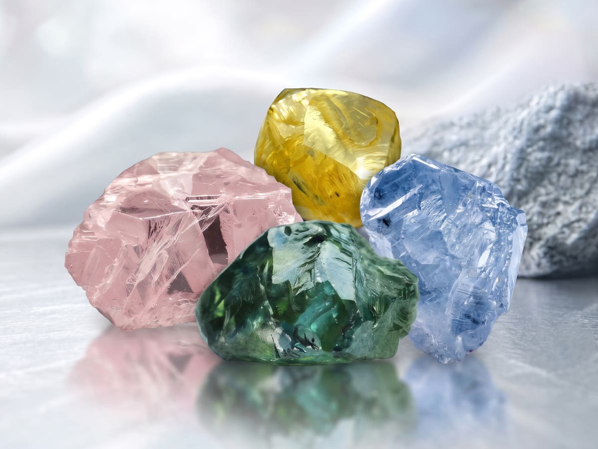 Rough diamonds representing Goldiama's heritage